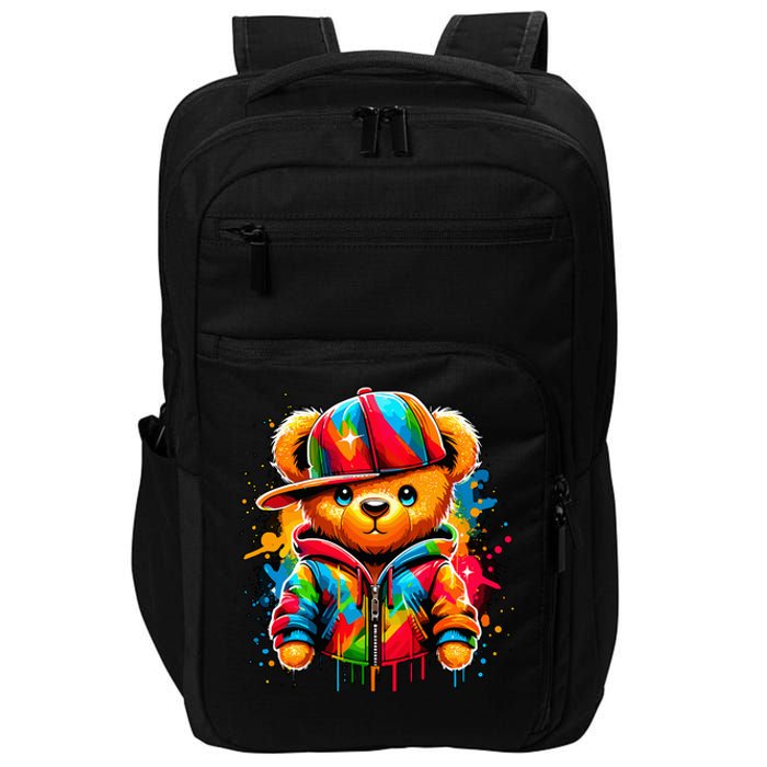 Colorful Hip Hop Teddy Bear Rap Music Impact Tech Backpack