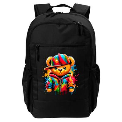 Colorful Hip Hop Teddy Bear Rap Music Daily Commute Backpack