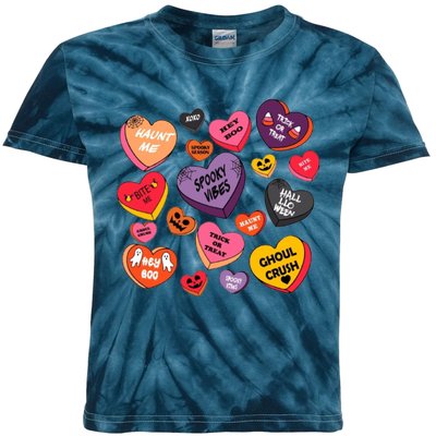 Candy Hearts Halloween Retro Halloween Kids Tie-Dye T-Shirt