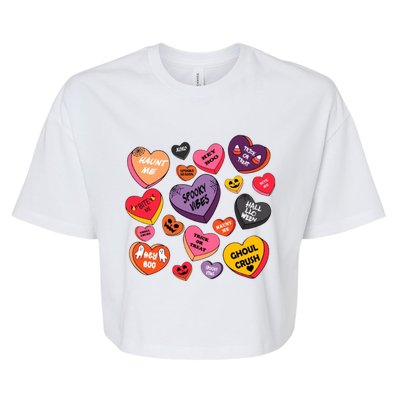 Candy Hearts Halloween Retro Halloween Bella+Canvas Jersey Crop Tee