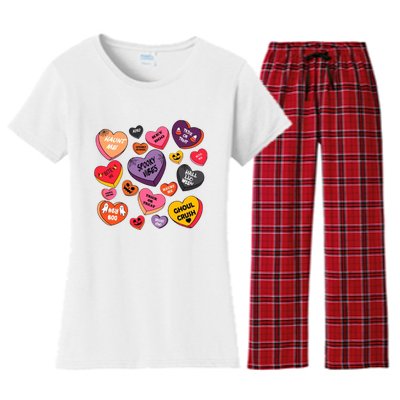 Candy Hearts Halloween Retro Halloween Women's Flannel Pajama Set