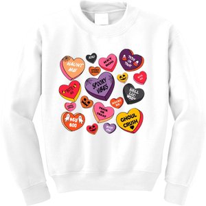 Candy Hearts Halloween Retro Halloween Kids Sweatshirt