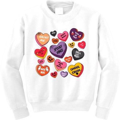 Candy Hearts Halloween Retro Halloween Kids Sweatshirt