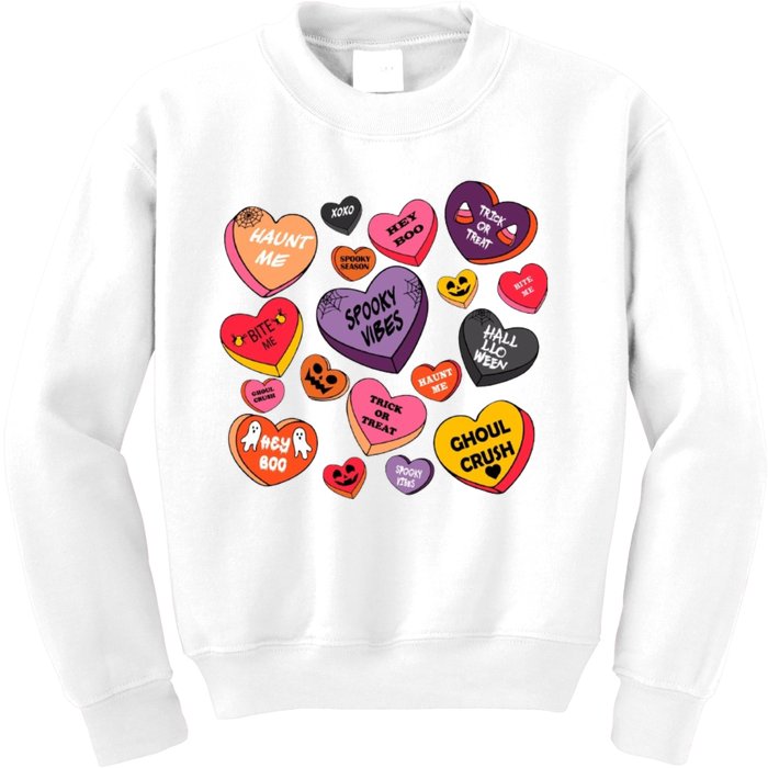 Candy Hearts Halloween Retro Halloween Kids Sweatshirt