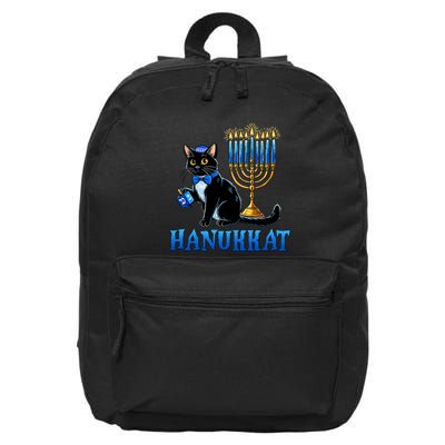 Cute Happy Hanukkah Hanukkat Jewish Cat Menorah Chanukah 16 in Basic Backpack