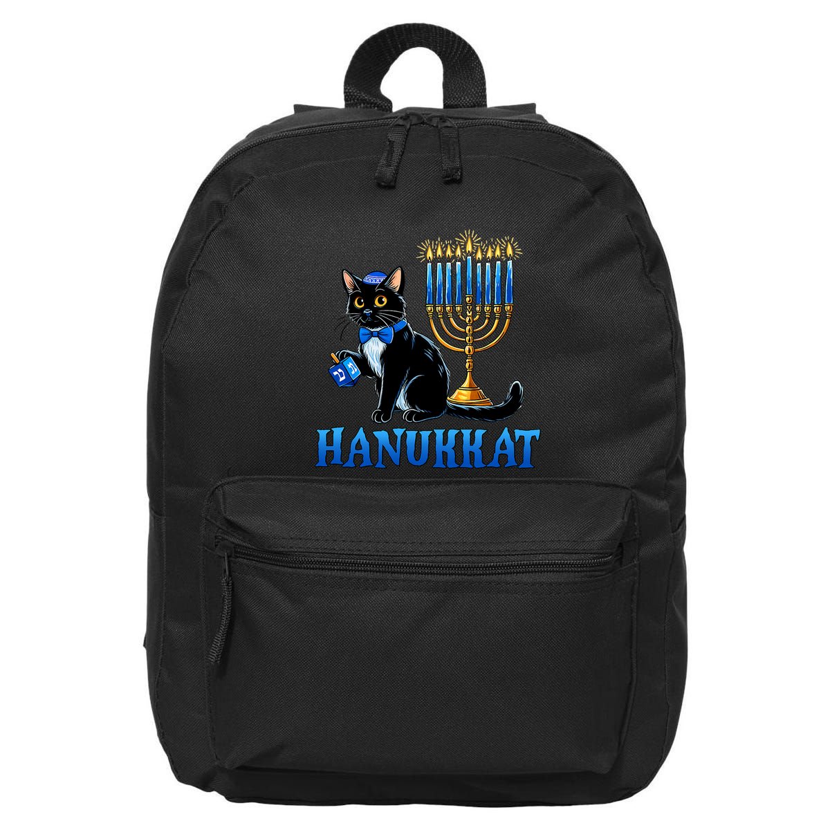 Cute Happy Hanukkah Hanukkat Jewish Cat Menorah Chanukah 16 in Basic Backpack