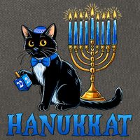 Cute Happy Hanukkah Hanukkat Jewish Cat Menorah Chanukah Cotton Canvas Backpack