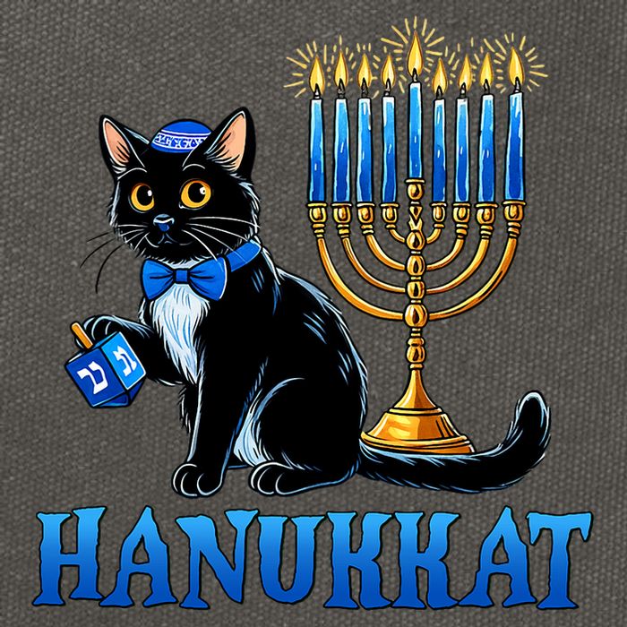 Cute Happy Hanukkah Hanukkat Jewish Cat Menorah Chanukah Cotton Canvas Backpack