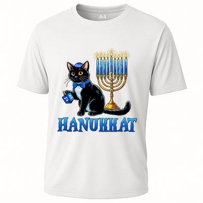 Cute Happy Hanukkah Hanukkat Jewish Cat Menorah Chanukah Performance Shirt