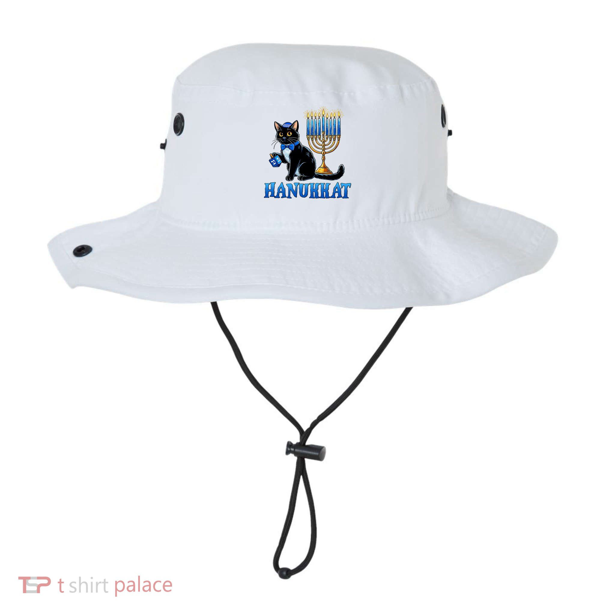 Cute Happy Hanukkah Hanukkat Jewish Cat Menorah Chanukah Bucket Hat