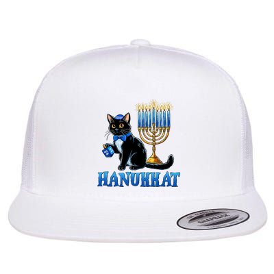 Cute Happy Hanukkah Hanukkat Jewish Cat Menorah Chanukah Flatbill Hat