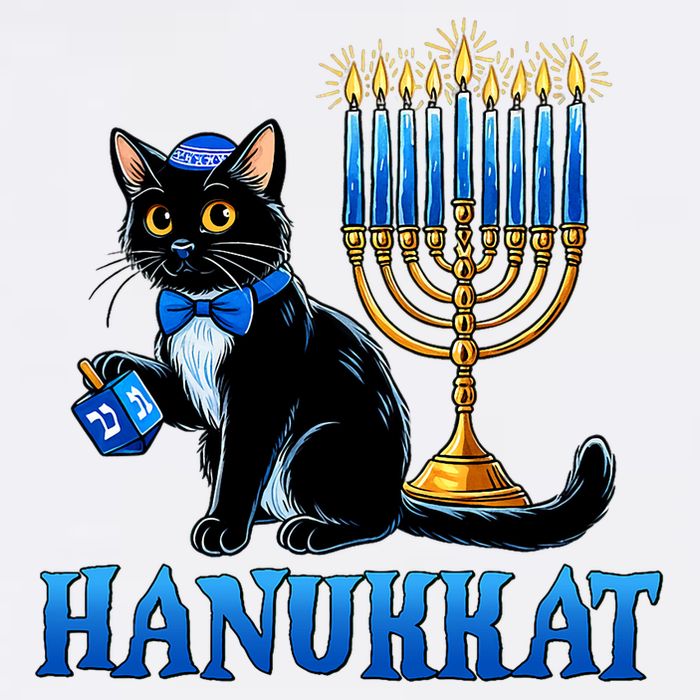 Cute Happy Hanukkah Hanukkat Jewish Cat Menorah Chanukah Women's V-Neck T-Shirt