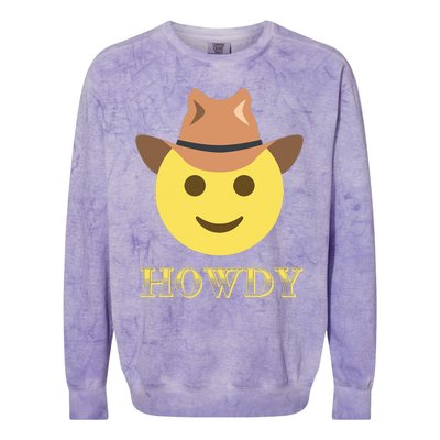 Cowboy Howdy Hat Emoticon Face Yeehaw For Cowboy Lover Colorblast Crewneck Sweatshirt