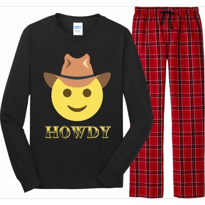 Cowboy Howdy Hat Emoticon Face Yeehaw For Cowboy Lover Long Sleeve Pajama Set