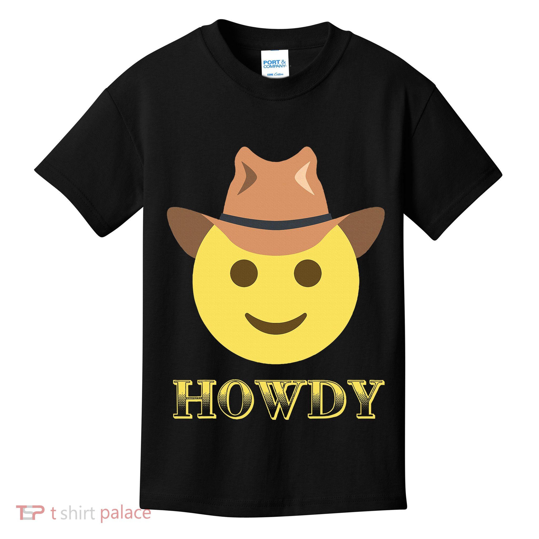 Cowboy Howdy Hat Emoticon Face Yeehaw For Cowboy Lover Kids T-Shirt