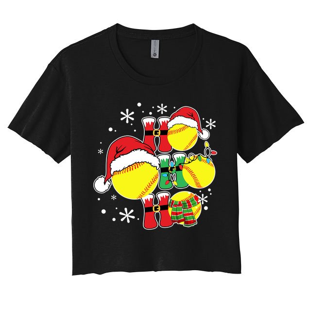 Christmas Ho Ho Ho Santa Softball Pajama Great Gift Crop Top