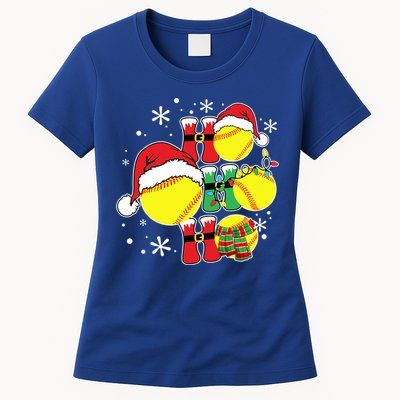 Christmas Ho Ho Ho Santa Softball Pajama Great Gift Womens T-Shirt