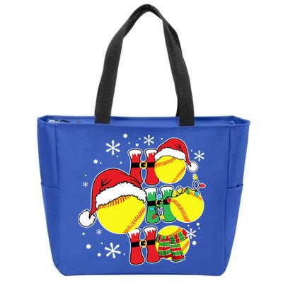 Christmas Ho Ho Ho Santa Softball Pajama Great Gift Zip Tote Bag