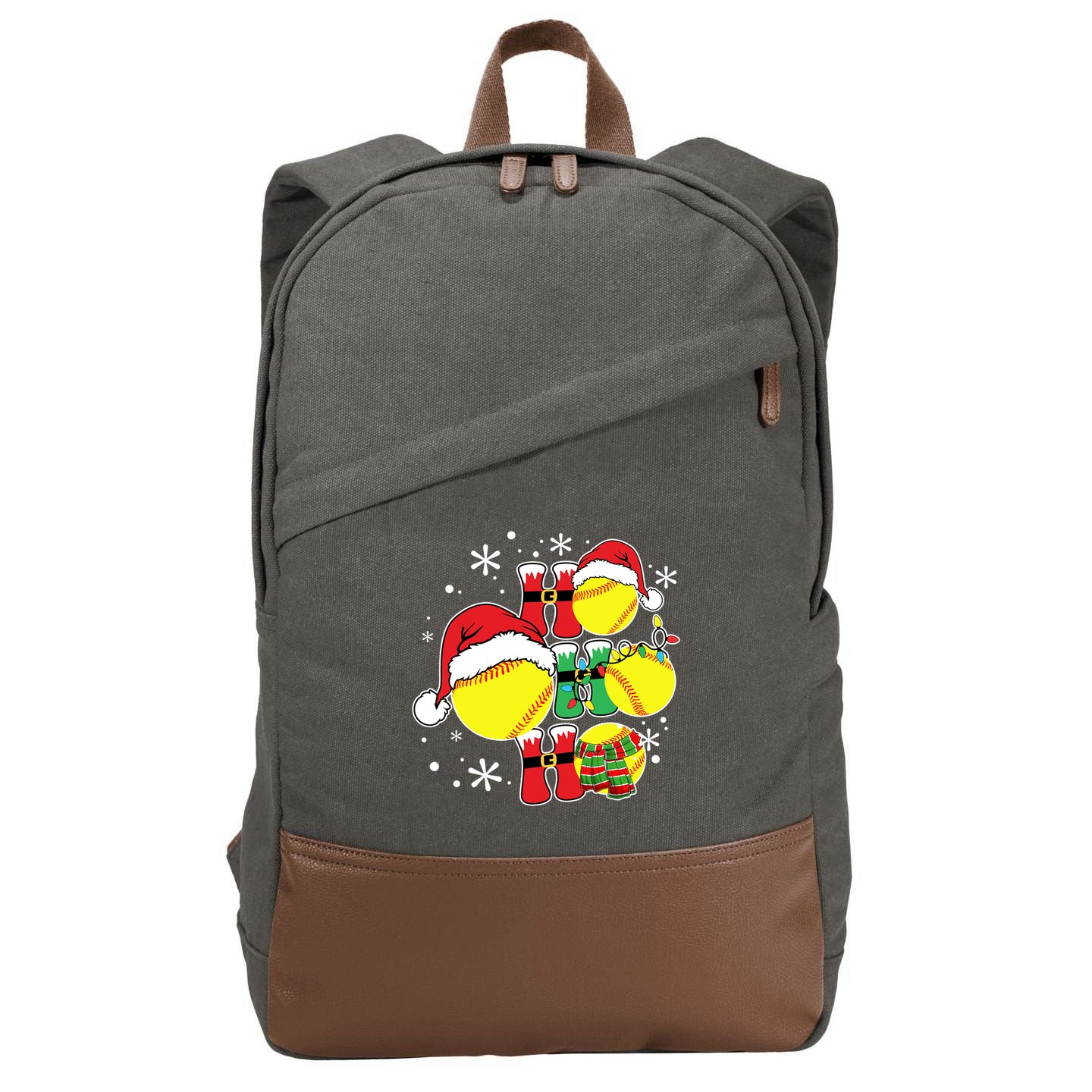 Christmas Ho Ho Ho Santa Softball Pajama Great Gift Cotton Canvas Backpack