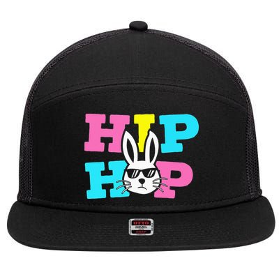 Cool Hip Hop Easter Bunny rabbit eggs month 7 Panel Mesh Trucker Snapback Hat