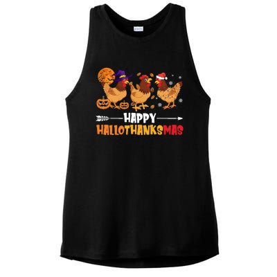 Chicken Halloween Happy Hallothanksmas Autumn Thanksgiving Gift Ladies PosiCharge Tri-Blend Wicking Tank