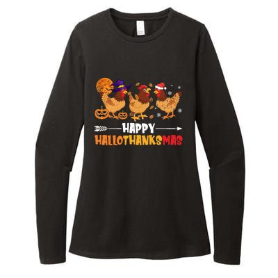 Chicken Halloween Happy Hallothanksmas Autumn Thanksgiving Gift Womens CVC Long Sleeve Shirt