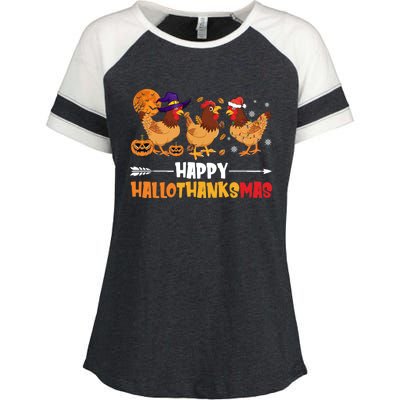 Chicken Halloween Happy Hallothanksmas Autumn Thanksgiving Gift Enza Ladies Jersey Colorblock Tee