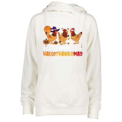 Chicken Halloween Happy Hallothanksmas Autumn Thanksgiving Gift Womens Funnel Neck Pullover Hood