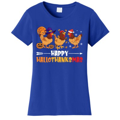 Chicken Halloween Happy Hallothanksmas Autumn Thanksgiving Gift Women's T-Shirt