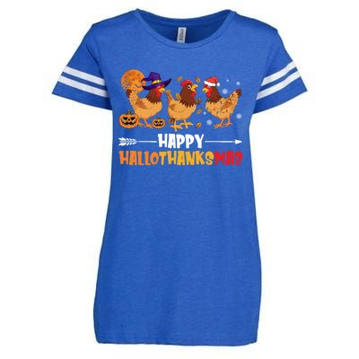 Chicken Halloween Happy Hallothanksmas Autumn Thanksgiving Gift Enza Ladies Jersey Football T-Shirt