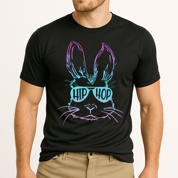 Cool Hip Hop Happy Easter Bunny Face With Sunglasses Performance Shirt