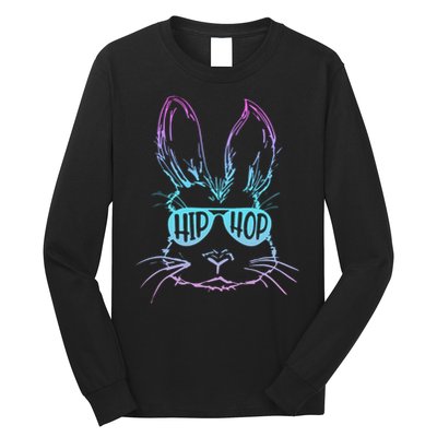 Cool Hip Hop Happy Easter Bunny Face With Sunglasses Long Sleeve Shirt