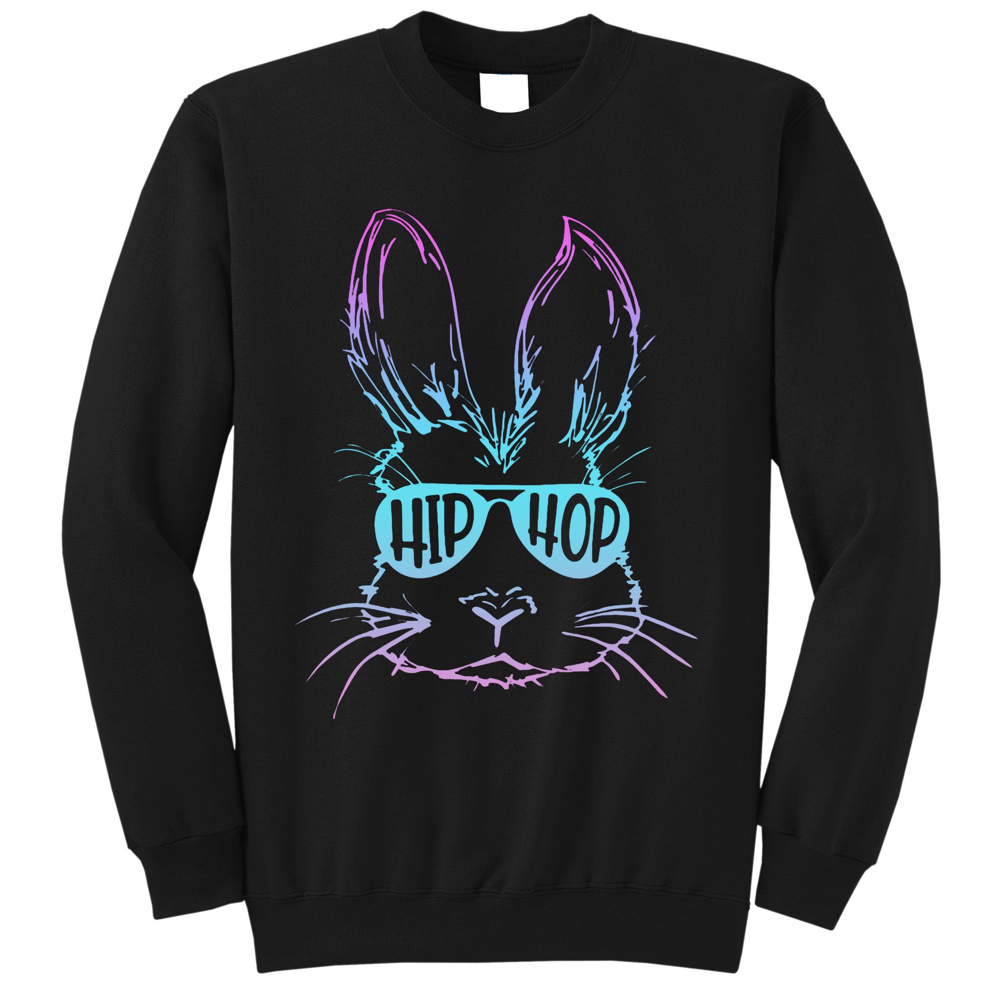 Cool Hip Hop Happy Easter Bunny Face With Sunglasses Sweatshirt