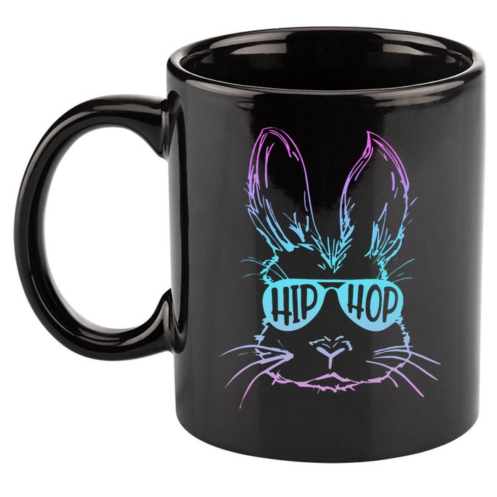 Cool Hip Hop Happy Easter Bunny Face With Sunglasses 11oz C Handle Ceramic Mug