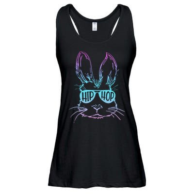 Cool Hip Hop Happy Easter Bunny Face With Sunglasses Ladies Essential Flowy Tank