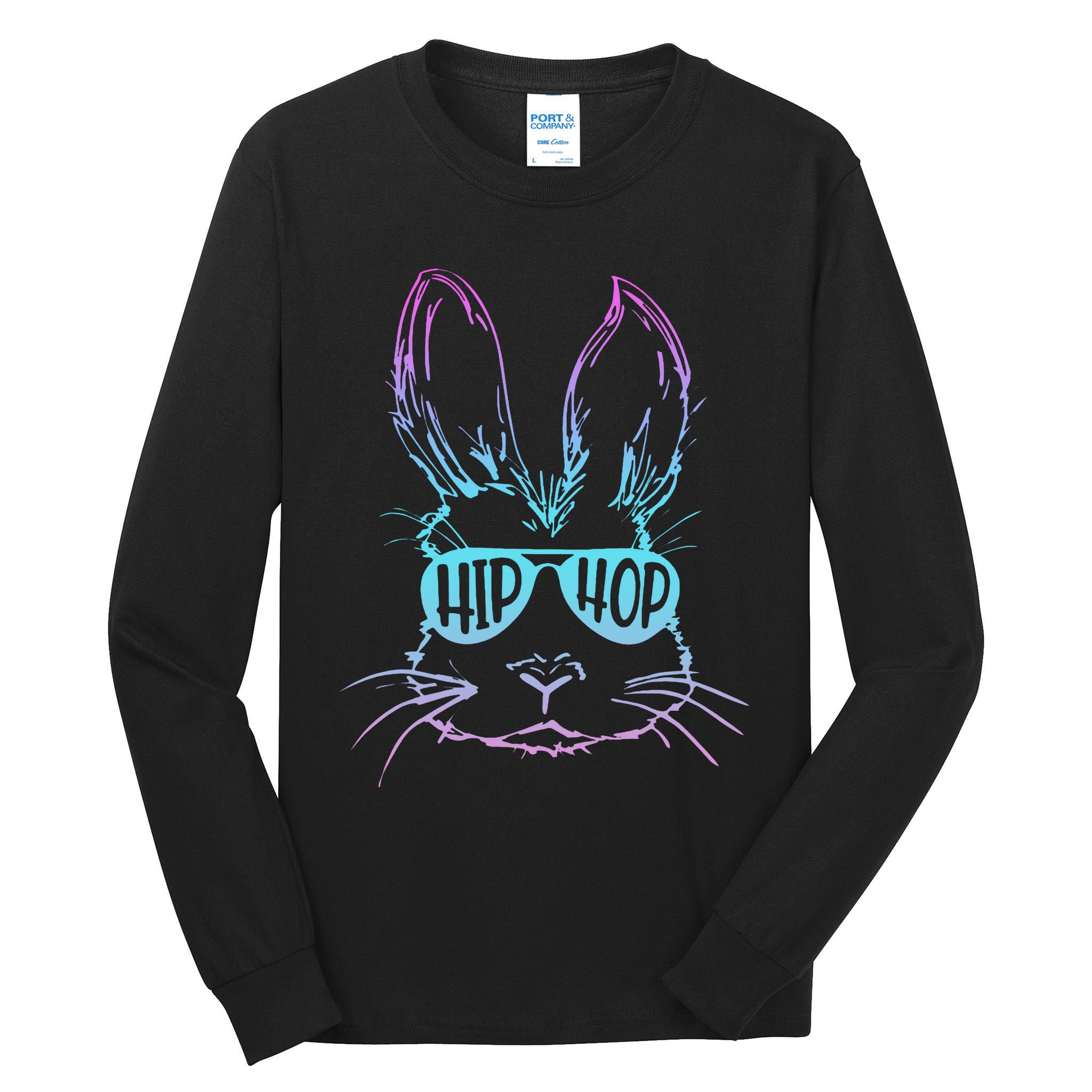 Cool Hip Hop Happy Easter Bunny Face With Sunglasses Tall Long Sleeve T-Shirt