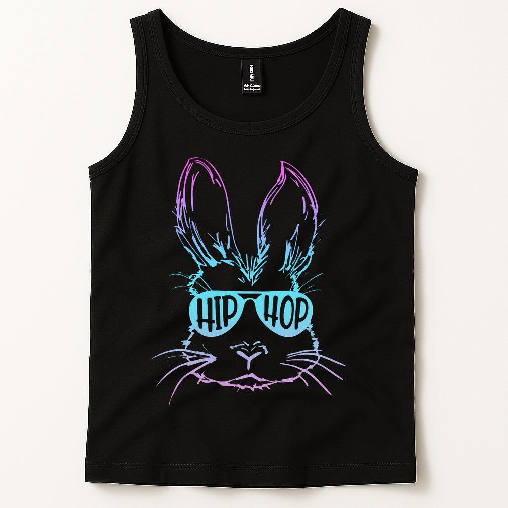 Cool Hip Hop Happy Easter Bunny Face With Sunglasses Tank Top