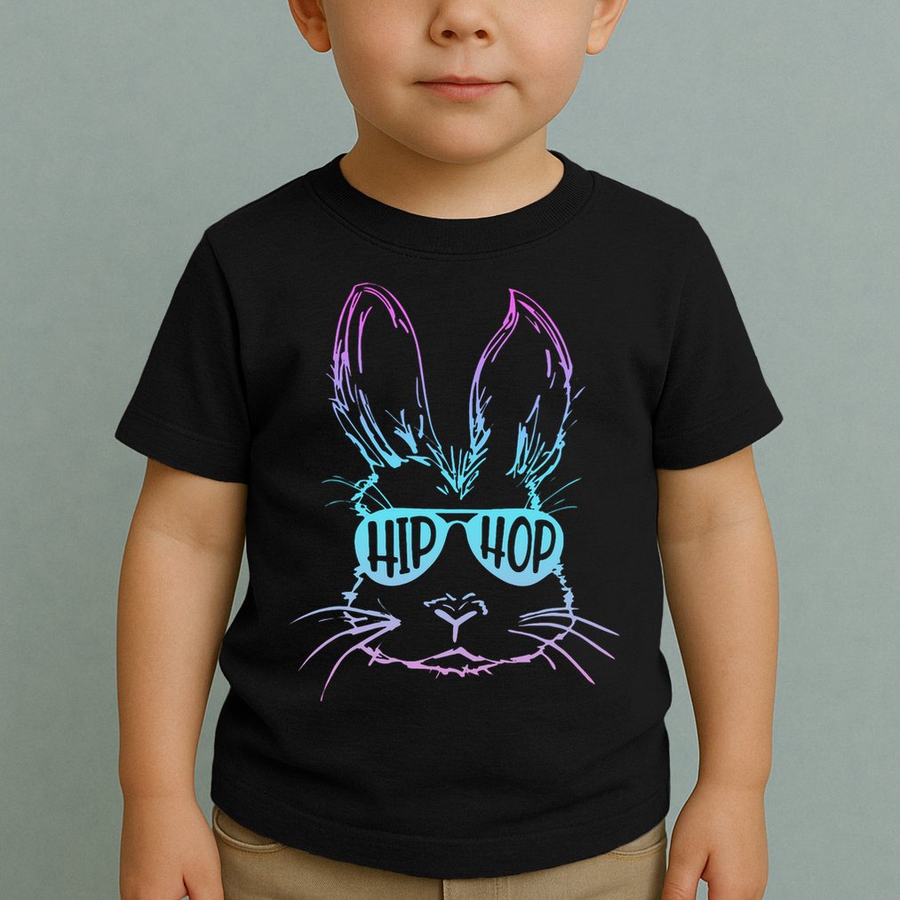 Cool Hip Hop Happy Easter Bunny Face With Sunglasses Toddler T-Shirt