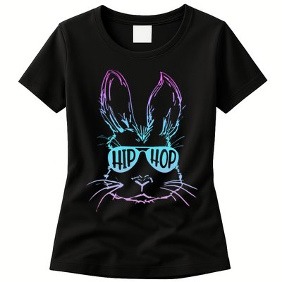 Cool Hip Hop Happy Easter Bunny Face With Sunglasses Womens T-Shirt