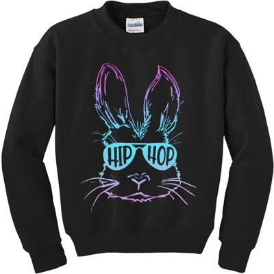 Cool Hip Hop Happy Easter Bunny Face With Sunglasses Kids Sweatshirt