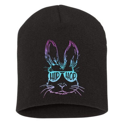 Cool Hip Hop Happy Easter Bunny Face With Sunglasses Short Acrylic Beanie