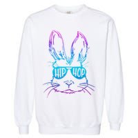Cool Hip Hop Happy Easter Bunny Face With Sunglasses Garment-Dyed Sweatshirt