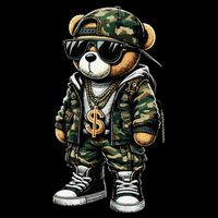 Camo Hip Hop Teddy Bear Camouflage Impact Tech Backpack