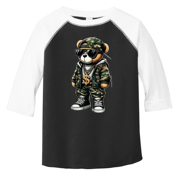 Camo Hip Hop Teddy Bear Camouflage Toddler Fine Jersey T-Shirt