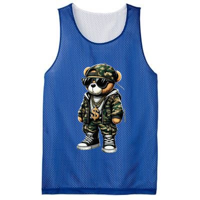 Camo Hip Hop Teddy Bear Camouflage Mesh Reversible Basketball Jersey Tank