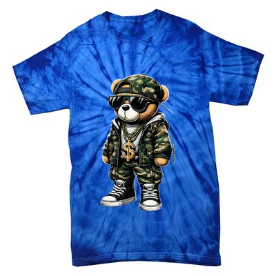 Camo Hip Hop Teddy Bear Camouflage Tie-Dye T-Shirt