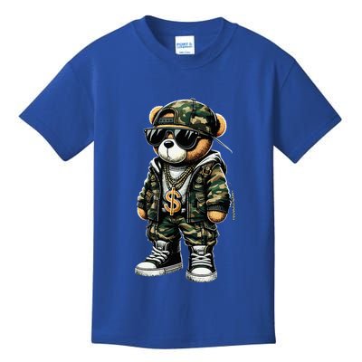 Camo Hip Hop Teddy Bear Camouflage Kids T-Shirt