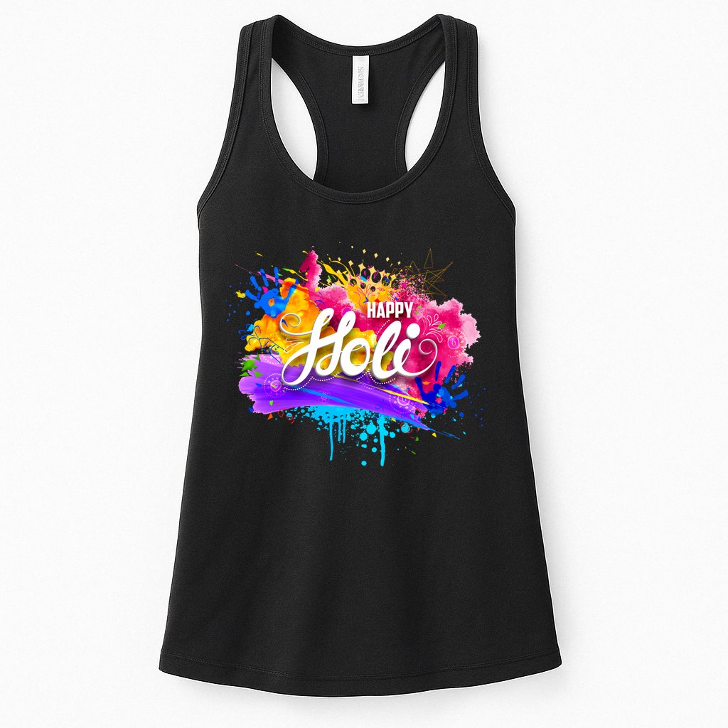 Colorful Happy Holi Celebrate South Asian Indian Hindu Festival Womens Tank Top