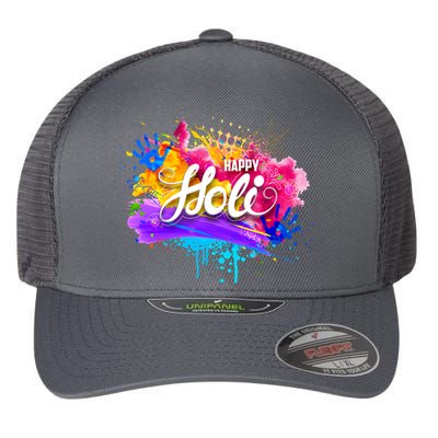 Colorful Happy Holi Celebrate South Asian Indian Hindu Festival Flexfit Unipanel Trucker Cap