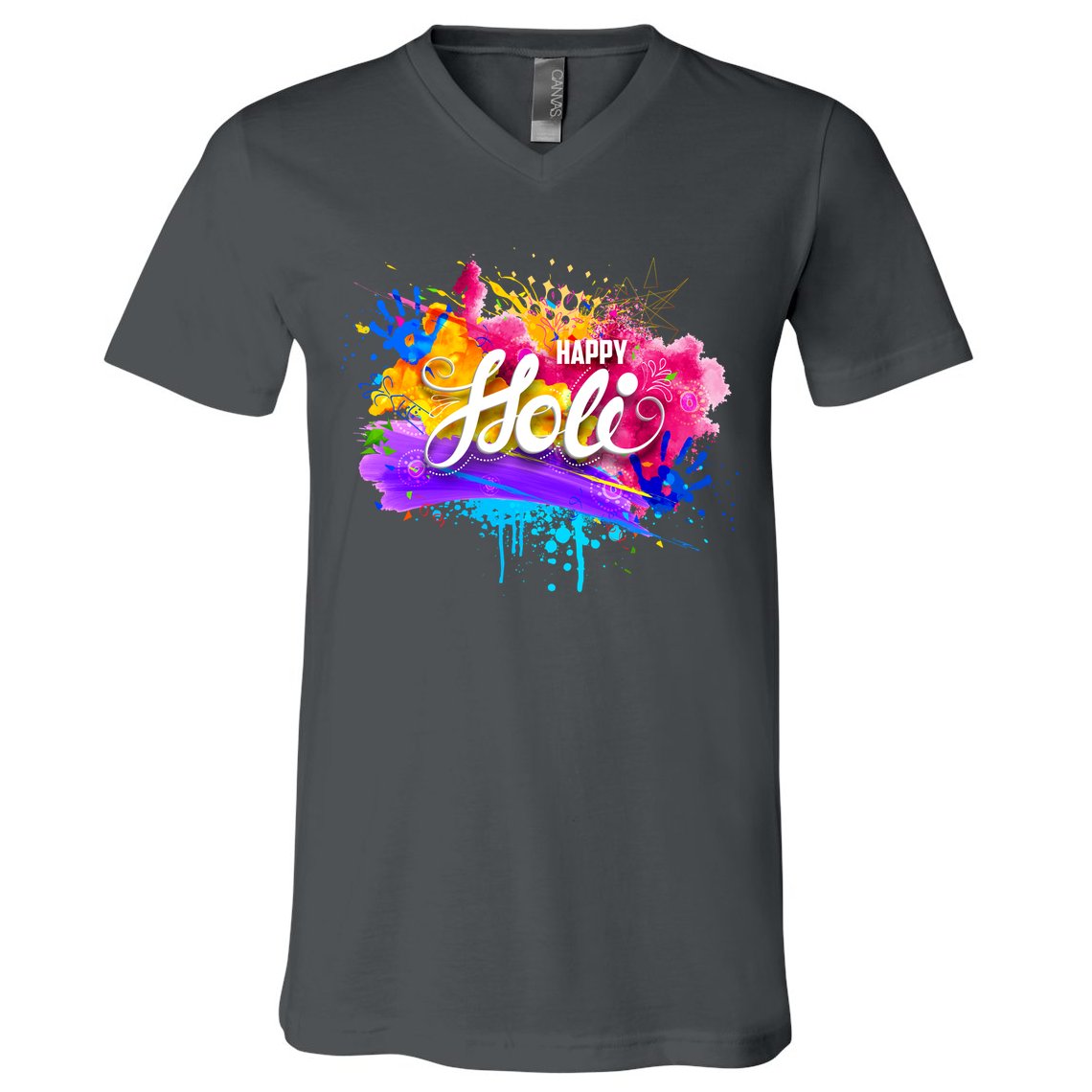Colorful Happy Holi Celebrate South Asian Indian Hindu Festival V-Neck T-Shirt
